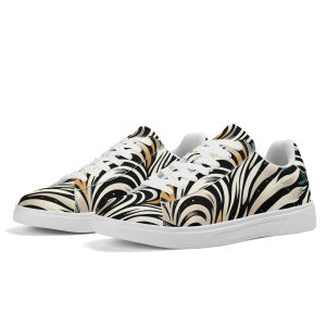 Electric Zebra(Adult Lightweight Brand Low Top Leather Skateboard Shoes)